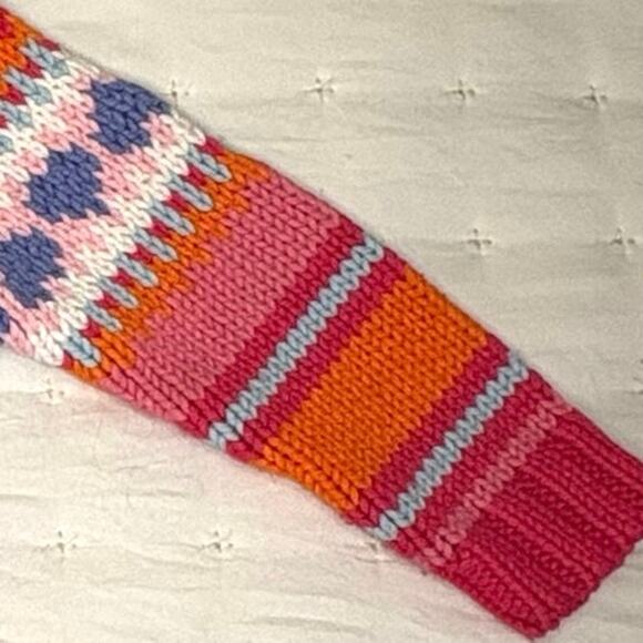 Vintage Old Navy Baby Fair Isle Cardigan Sweater Girls 18-24M | Bright Stripes - Picture 4 of 7
